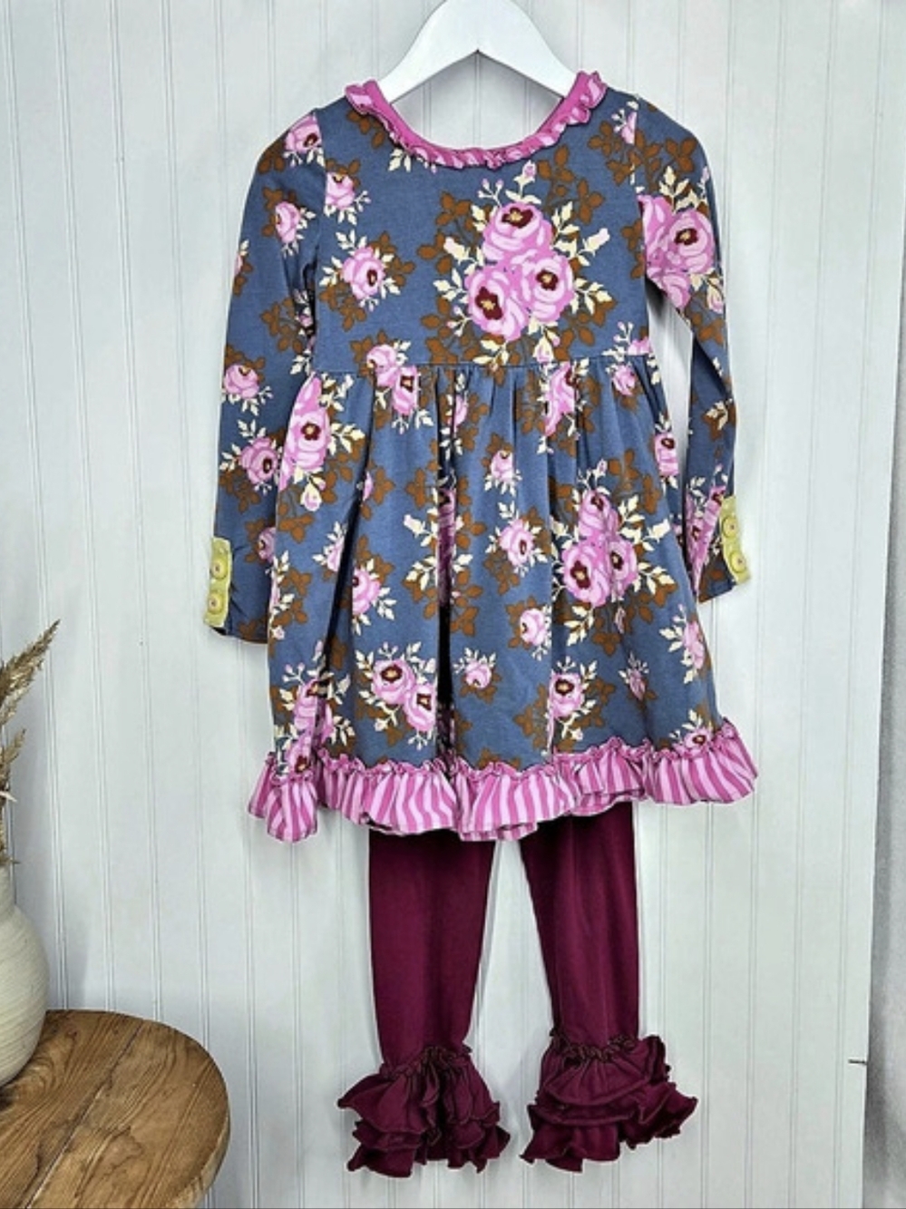 Matilda Jane Dress & Pearls Piggytails Ruffle Leggings Set 4 Floral